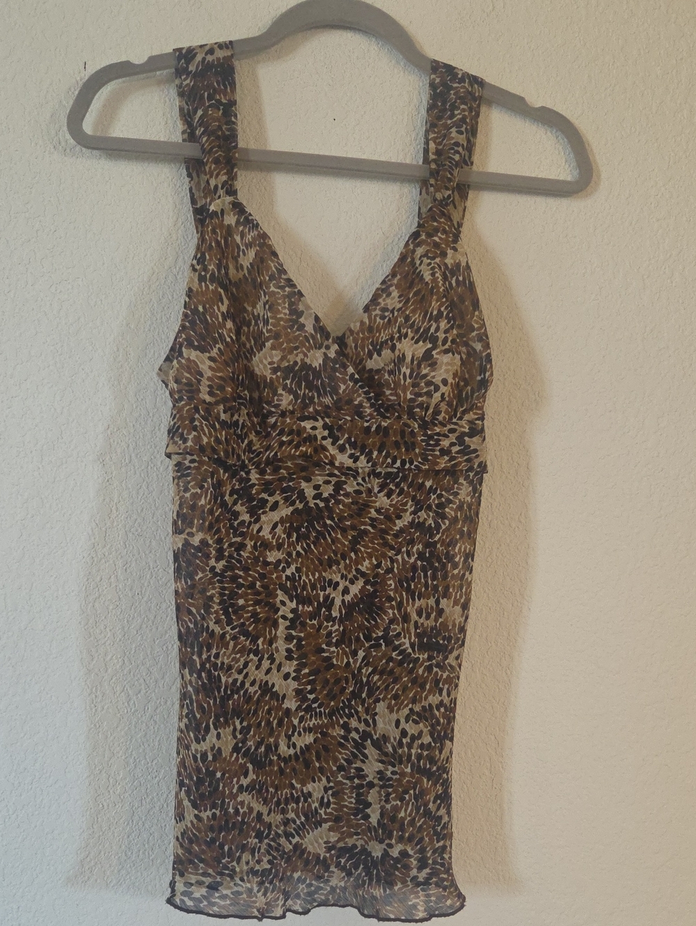Byer California Brown and Cream Animal-Print V-Neck Cami